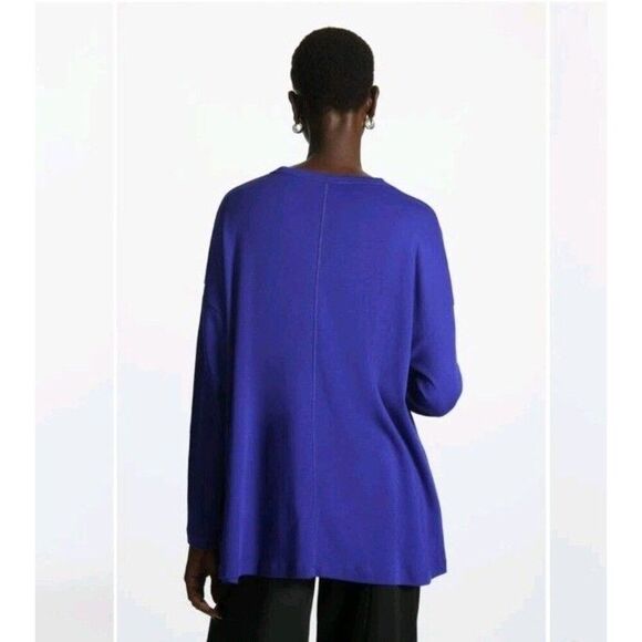 COS Stepped-Hem Long-Sleeved TopCotton Size Large Blue - Picture 7 of 11